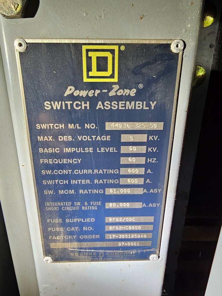 Square D Power Zone Switch Assembly 5 KV 600 Amp – IndSurp