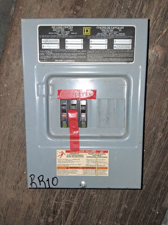 Square D QO Load Center 100 Amp 240 Volt 50/60 Hz Cat# QO6-12L100S