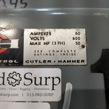 Cutler-Hammer 60 Amp 600 Volt Cat# 4105H312H Fused