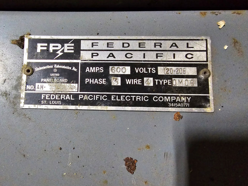 Panelboard Fpe FPE QMOB Panelboard 600 Amp 120-208 Volt 3 Phase 4 Wire – IndSurp