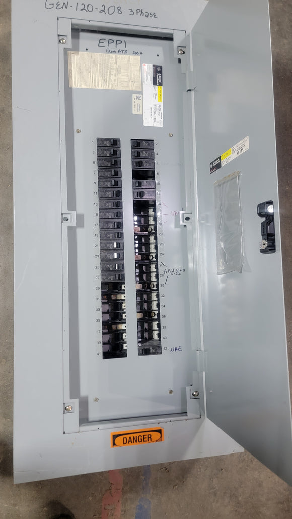 GE Panel With Breakers 225 Amp 208Y/120 Volt 3 Phase 4 Wire  Cat# AQF3422MT