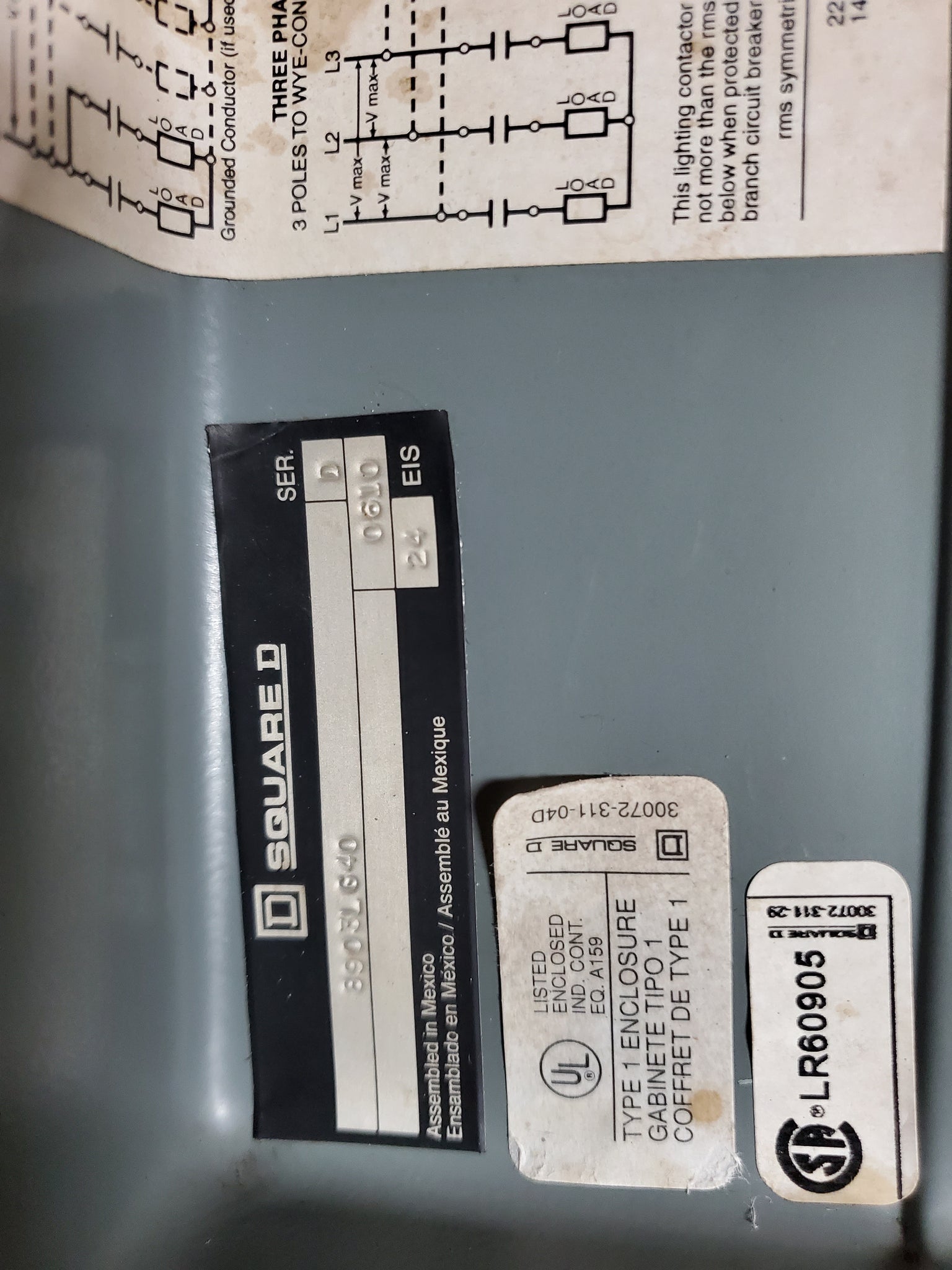 Square D Lighting Contactor 120/110 Coil Volt 50/60 Hz Cat# D -223N