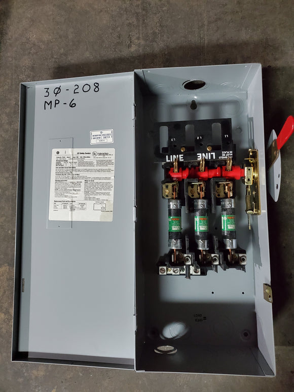 GE Disconnect 100 Amp 240 Volt Max. HP 30 Model 8 Cat# TG4323