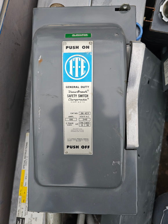 I-T-E/GE Disconnect 100 Amp 240 Volt 3 Phase Cat# IN-423