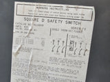 Square D Disconnect 400 Amp 600 Volt Cat# HU365R Un-Fused
