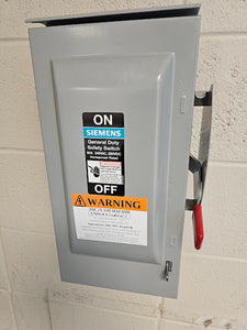 Siemens Disconnect 60 Amp 240 Volt Type 3R Cat# GF322NR Fused