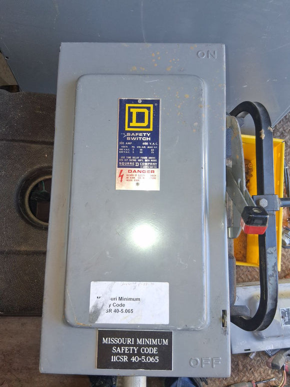 Square D Disconnect 100 Amp 600 Volt Fused