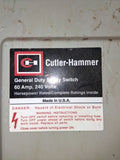 Cutler Hammer Disconnect 60 Amp 240 Volt 4 Wire S/N Cat# DG322NGB