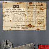 Federal Pacific Disconnect 60 Amp 600 Volt 50 HP Max 3 Poles Un-Fused
