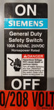 Siemens Disconnect 100 Amp 240 Volt Cat# GNF323
