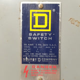 Square D Disconnect 30 Amp 600 Volt Cat# H361