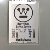 Westinghouse Disconnect 30 Amp 600 Volt Cat# HU361 Un-Fused