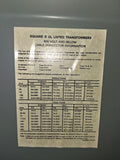 Square D 112.5 KVA Transformer 480 Volt 60 Hz Cat# 112T3H