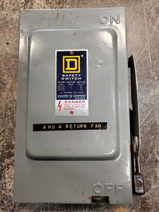 Square D Disconnect 30 Amp 600 VAC 600 VDC