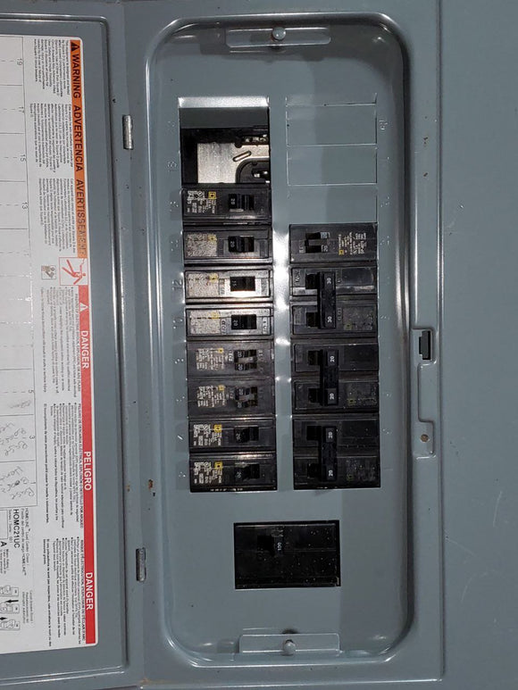 Square D Panel with 100 Amp Main & Breakers Cat# HOMC21VC 20 Circuits