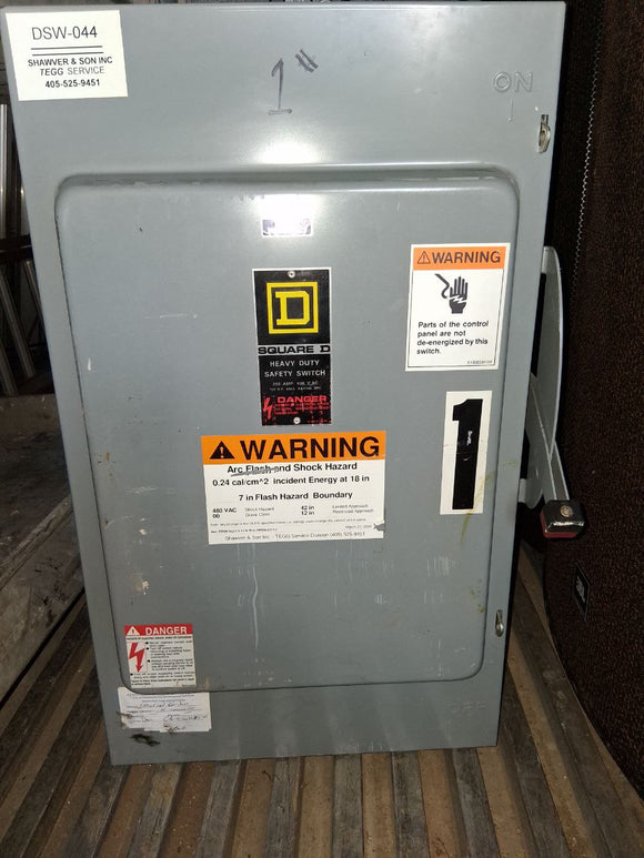 Square D Disconnect 200 Amp 600 Volt Cat# H-364-N Fused