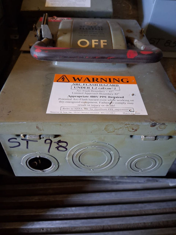 GE Disconnect 30 Amp 600 Volt 3 Pole Cat# TH3361