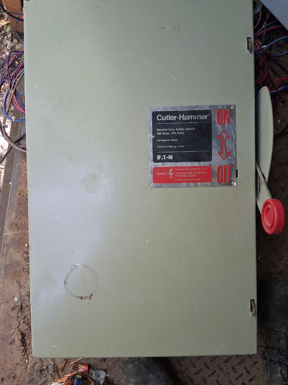 CH/EATON Disconnect 200 Amp 240 Volt 4 Wire Cat#DG324NGK Fused