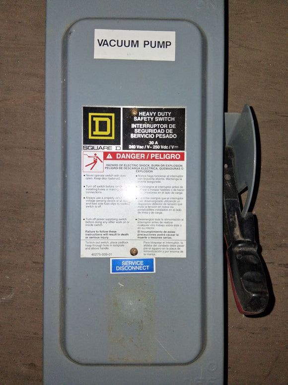 GE Disconnect 30 Amp 240 Volt  Cat# H321N Fused
