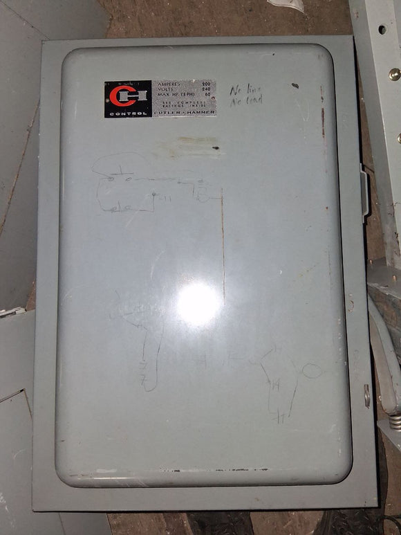 Cutler Hammer Disconnect 200 Amp 240 Volt 4 Wire Cat# 410SH444H Un-Fused