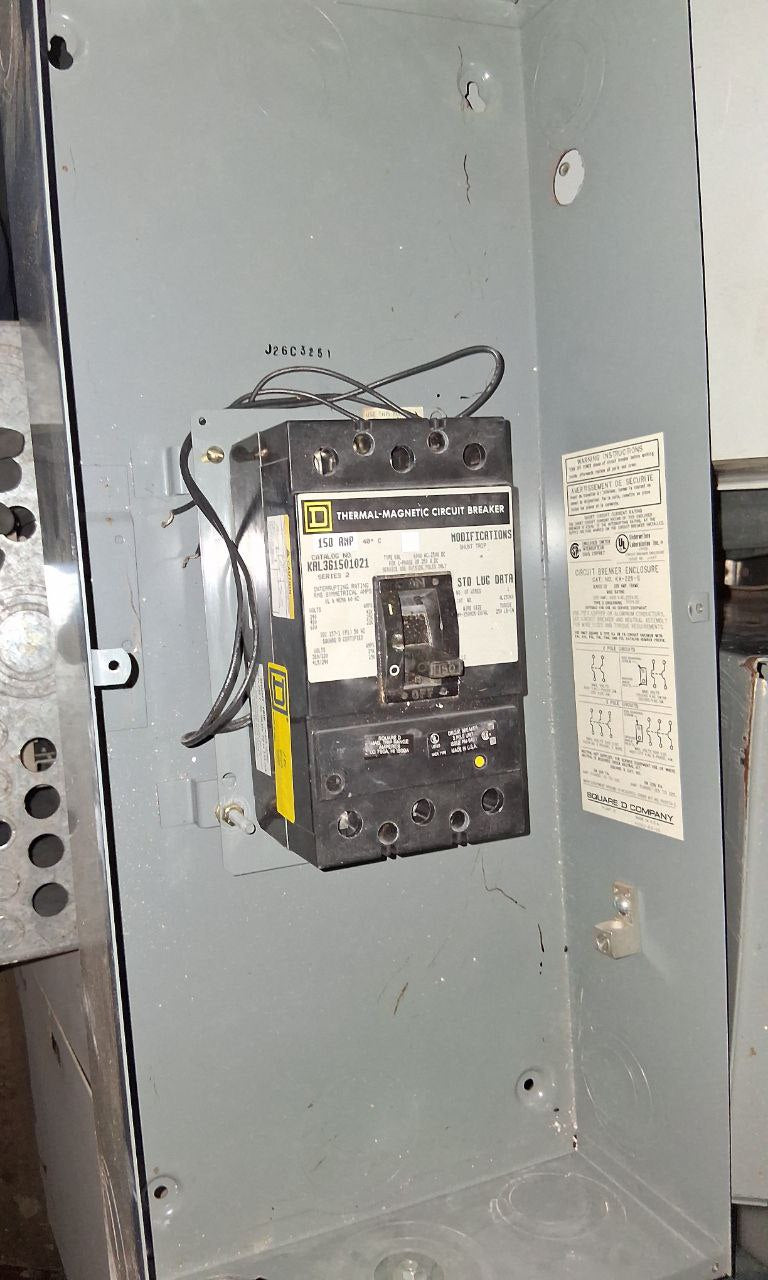 Square D KAL Thermal Magnetic Circuit Breaker in Enclosure 150 Amp 600 Volt Cat# KAL361501021