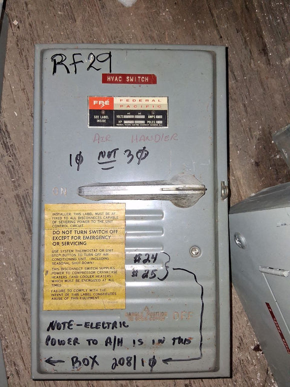FPE Disconnect 60 Amp 3 Pole 600 Volt Cat# 1636