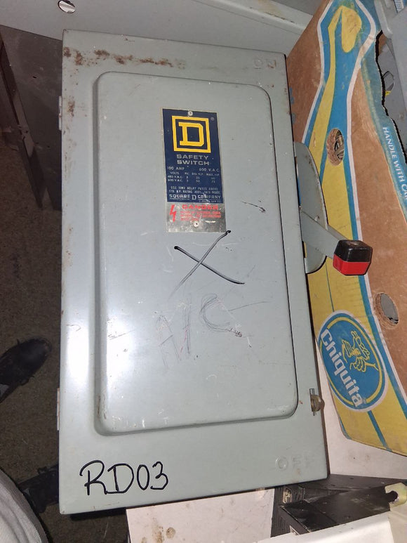 Square D Disconnect 100 Amp 480 Volt Cat# H-363