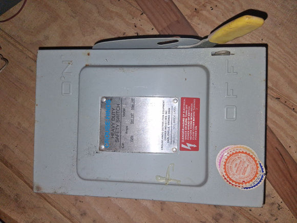 Crouse-Hinds Disconnect 60 Amp 240 Volt Cat# HX107
