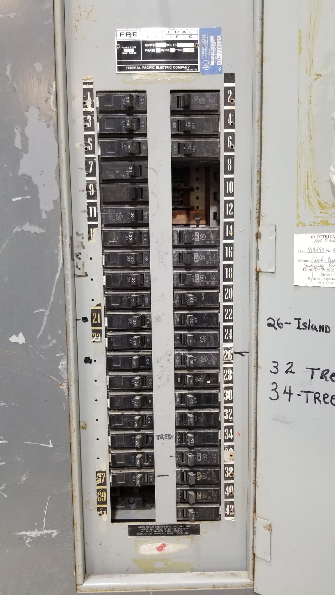 Ffe Breakers FPE NBLPG Panel With 225 Amp Main & Breakers 208Y/120 Volt 3 Phase 4 W ...