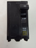 Square D QOB Circuit Breaker 20 Amp 120/240 Volt 2 Pole