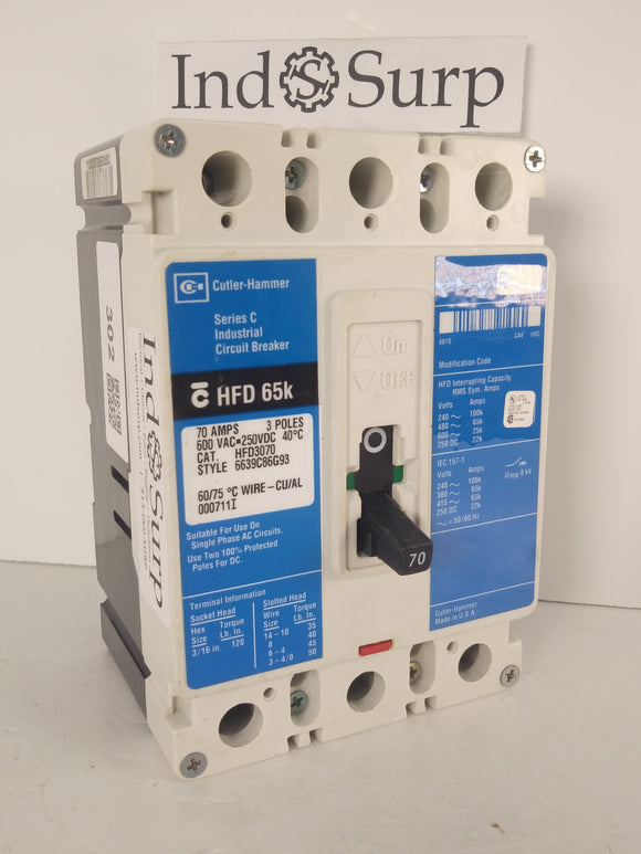 CH/Cutler Hammer Circuit Breaker 70 Amp 600 Volt 3 Pole