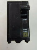 Square D QOB Circuit Breaker 20 Amp 2 Pole 120/240 Volt 10 KA