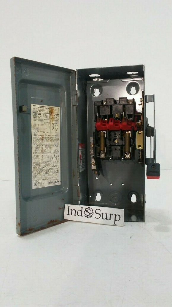 Square D 30 Amp Disconnect 240 VAC 250 VDC 3 Phase 3 Wire Single Throw Fusible
