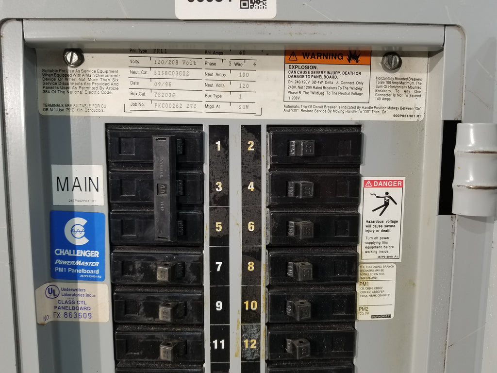 Challenger Panel Challenger PRL1 Panel With 40 Amp Main & Breakers 208Y/120 Volts 3 Ph ...
