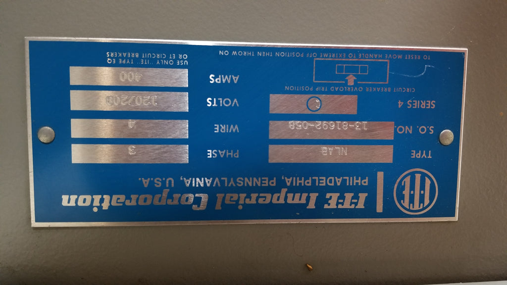 ITE NLAB Panel With Breakers! 400 Amp 120/208 Volt 3 Phase 4 Wire – IndSurp