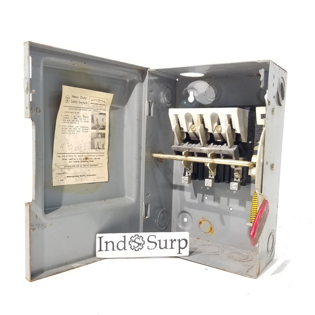 Westinghouse Disconnect 30 Amp 600 Volt Un-Fused – IndSurp